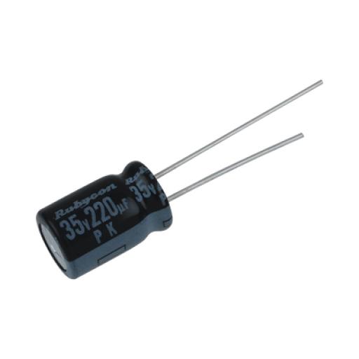 Syscom Capacitor Electrolítico Radial en Aluminio de 220 µFd, 35 Vcc, 105 °C, 10 x 12.5 mm.