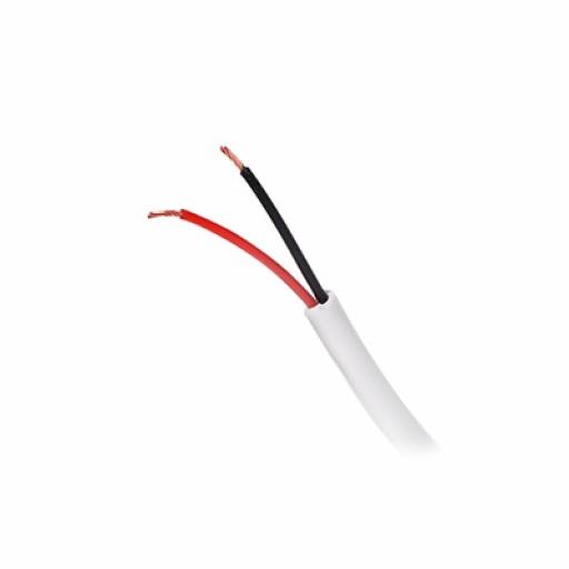 ( Venta por metro ) Cable de 2 conductores para alarmas y dispositivos de notificación, color blanco multifilar calibre 22 ; Uso interior