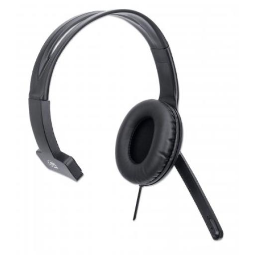 Audífono USB monoaural con micrófono Manhattan.