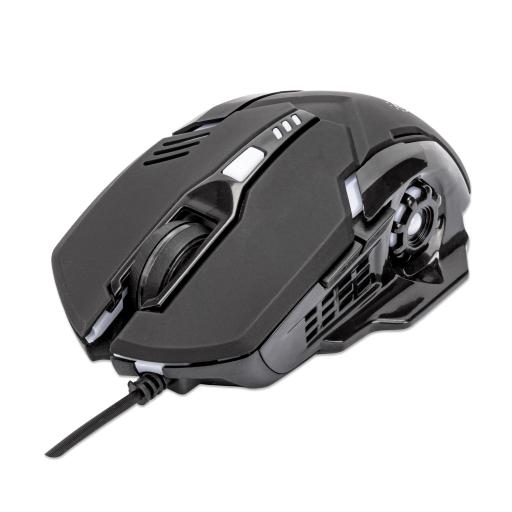 [MANHATTAN_179256] Ratón óptico LED para juegos con cable Manhattan Negro.