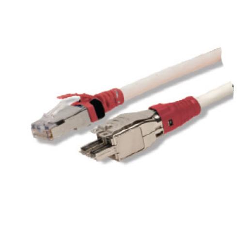 Siemon Patch Cord TERA Cat6A 1/10G Ethernet, de 4 pares y conector modular, LS0H, Color Marfil, 2m