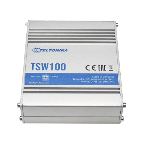 [TELTONIKA_TSW100] Teltonika Switch Industrial No-Administrable 5 puertos Gigabit, PoE en 4 puertos 802.3af/at (120W)