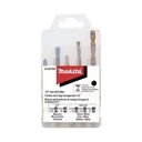 Makita Juego de 5 Brocas con Inserción Hexagonal de 1/4". De concreto: 3/16" y 1/4". Para metal: 1/8", 3/16" y 1/4". 