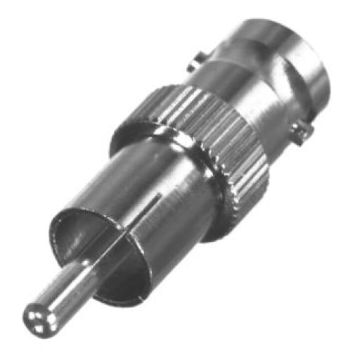 [RFINDUSTRIES_RFB-1140] RF Industries Adaptador de BNC Hembra a RCA Macho en 50 Ohm para Fono, uso en Aplicaciones de Audio-Video, Níquel/ Plata/ Delrin.