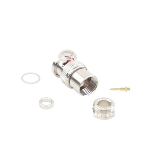 RF Industries Conector BNC Macho de Rosca para Ensamblar en Cable RG-59/U, Níquel/ Oro/ Teflón.