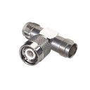 RF Industries Adaptador en T de TNC Macho a Doble TNC Hembra, Níquel/ Oro/ Teflón.