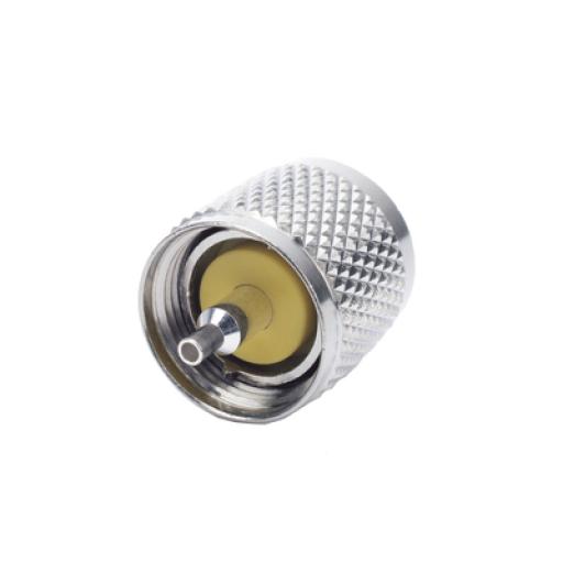 RF Industries Conector UHF Macho (PL-259) de Anillo Plegable para Cable Coaxial RG-8/X, 9258, LMR-240,  Níquel/ Plata/ Baquelita.