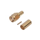 RF Industries Conector SMA Macho Inverso de anillo plegable para cable RG-142/U, Oro/Oro/Teflon.