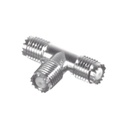 RF Industries Adaptador en T, de Conector Mini-UHF Hembra a Doble Mini-UHF Hembra, Níquel/ Plata/ Teflón.