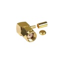 RF Industries Conector SMA Macho Inverso en Ángulo Recto, Anillo Plegable/ RG-174/U, BELDEN 8216, Oro/ Oro/ Teflón.