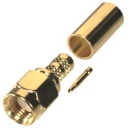 RF Industries Conector SMA Macho de Anillo Plegable para Cables RG-142/U, LMR-195, Oro/Oro/Teflón.