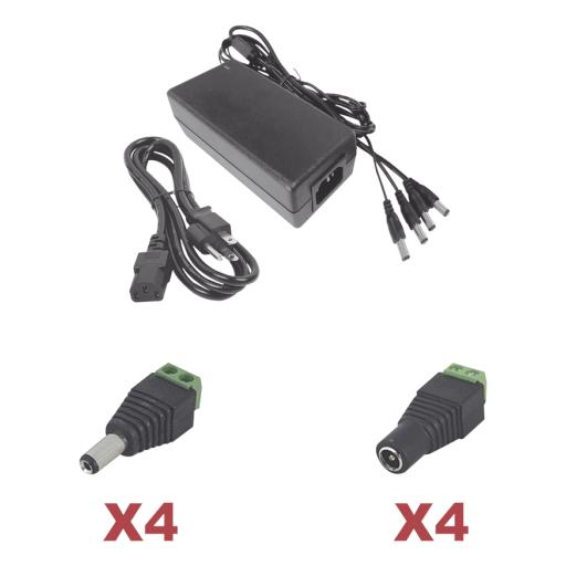 Epcom Kit con fuente EPCOM POWER LINE con salida de 12 Vcc a 5 Amper con 4 salidas / Incluye conectores JR52 y JR53