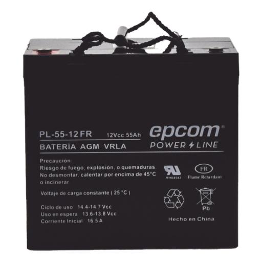 [EPCOM_PL-5512-FR] Epcom Batería 12 Vcc / 55 Ah / UL / AGM-VRLA / Retardante a la flama / Para uso Uso en: Aplicaciones fotovoltaicas / Terminales tipo M6 / Cargador recomendado CHR-250. 