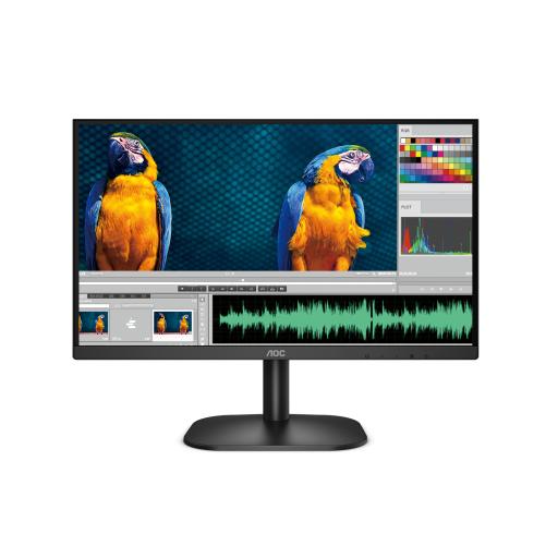 AOC Monitor LED de 23.8" VESA, Resolución 1920 x 1080 Pixeles, Entradas de Video VGA/HDMI. Panel VA LCD Backlight LED. Ultra Delgado