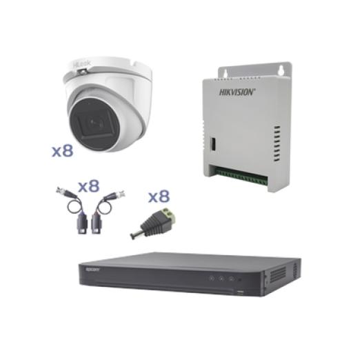 Epcom KIT TurboHD con Audio 1080p / DVR 8 Canales / 8 Cámaras Domo (exterior 2.8 mm) / Transceptores / Conectores / Fuente de Poder / AUDIO POR COAXITRON
