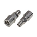 RF Industries Adaptador en Línea de Bajo PIM, de Conector QMA (Quick Mate) Macho a SMA Hembra, Bronce Blanco/ Oro/ Teflón.