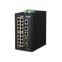 Planet Switch Industrial Administrable 16 puertos 10/100/1000 T 802.3at PoE + 2 Puertos 10/100/1000 T + 2 puertos 100/1000 X SFP