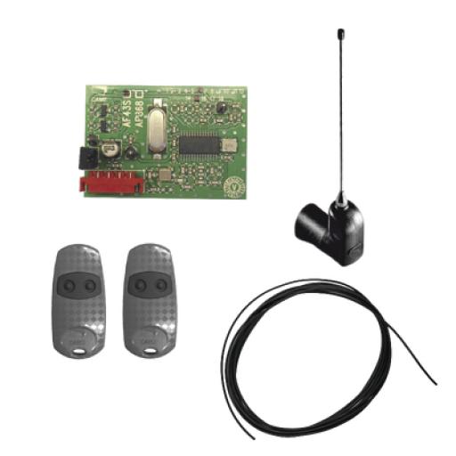 CAME Kit Receptor inalámbrico con antena / Hasta 45M en linea de vista / INCLUYE dos controles  y 3 metros de cable RG58 para la antena