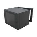 LINKEDPRO BY EPCOM Gabinete Abatible de Pared (Con Marco Trasero) con Rack 19" de 9 Unidades. Ventana de Cristal Templado.