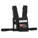 txPRO Pechera Universal con soporte para radio, sostén de bolígrafo y seguridad para la bolsa con cinta adherente. Logo TX-PRO.
