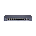 Hikvision Digital Technology Switch PoE+ / No Administrable / 6 Puertos 10/100 Mbps PoE+ / 2 Puertos 10/100 PoE++(90 W) / 1 Puerto 10/100/1000 Uplink + 1 puerto SFP / PoE hasta 250 metros /  110 W