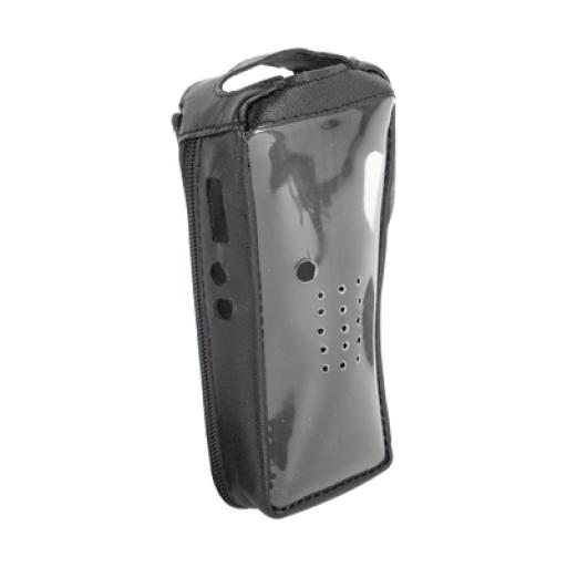 Syscom Funda Reforzada de piel con frente transparente para radios TK-2212, TK-2212L, TK-3212 y TK-3212L.