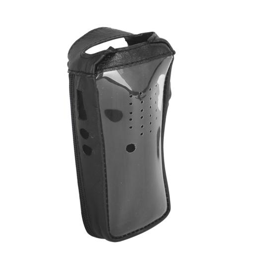 Syscom Funda Reforzada de Piel con visor frontal transparente en TK-2202, TK-2212, TK-2302, TK-2402, NX-240, TKD-240.