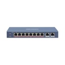 Hikvision Digital Technology Switch PoE+ / No Administrable / 7 Puertos 10/100 Mbps PoE+(30 W) / 1 Puerto 100 Mbps PoE++ (60 W) / 2 Puertos 10/100/1000 Mbps / PoE hasta 250 metros / 110 W 