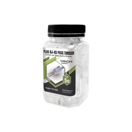 LINKEDPRO BY EPCOM Bote con 100 Plugs Pass through RJ45 Cat5e sin blindaje, chapado de oro a 30 micras para durabilidad extrema