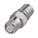 RF Industries Adaptador en Línea, de Conector QMA (Quick Mate) Macho a Mini-UHF Hembra, Bronce Blanco/ Oro/ Teflón.