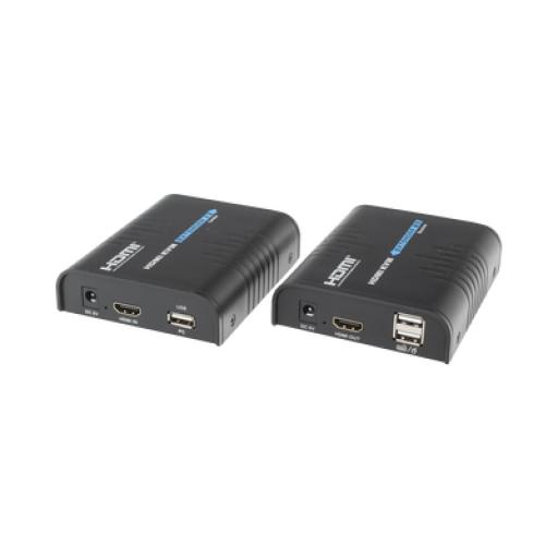 Epcom Kit extensor KVM (HDMI y USB) hasta 120 metros / Resolución 1080P @ 60 Hz/ Soporta Cables de red STP y UTP CAT5/5E/6 /  HDMI 1.3 / HDCP 1.2 / PCM / Transmite el Video, Mouse, Teclado y Controla tu DVR vía USB a distancia