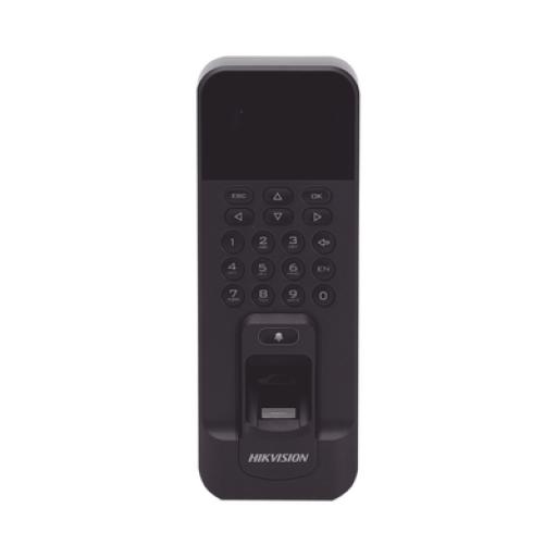 Hikvision Digital Technology Biométrico WiFi de Acceso y Asistencia Compatible con APP Hik-Connect (P2P) / Lectura de Huella y Tarjetas EM / TCP/IP / 150,000 Eventos / Relevador para Chapa y Reportes de Asistencia