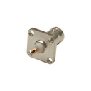 RF Industries Conector BNC Hembra para Chasis, 4 Perforaciones con 12.7 mm, Plata/ Oro/ Teflón.