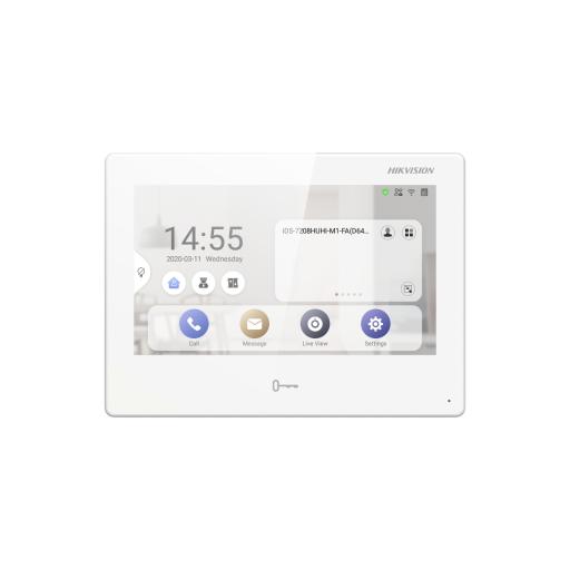 Hikvision Digital Technology Monitor Touch IP / WiFi / ANDROID 7" / Integración con Videoporteros IP, CCTV, Panel de Alarma AXPRO y Biométricos de Acceso / CENTRO DE ADMINISTRACIÓN / Vídeo en Vivo / PoE Estándar / Apertura Remota