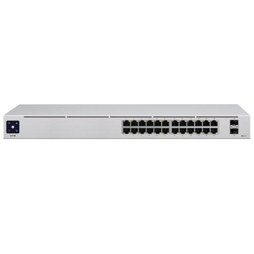 Ubiquiti Networks UniFi Switch USW-24, Capa 2 de 24 puertos 10/100/1000 Mbps + 2 puertos 1G SFP, pantalla informativa