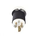 Hubbell Clavija Industrial con Bloqueo de Media Vuelta / 30 A 250 V CA / 2 Polos 3 Hilos / Color Blanco y Negro / Nema L6-30P.