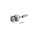 RF Industries Conector BNC Macho de Anillo Plegable para Cables RG-174/U, 8216, Niquel/ Oro/ Teflón.