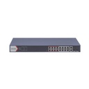 Hikvision Digital Technology Switch Monitoreable PoE+ / 16 puertos 10/100 Mbps PoE+ / 2 puertos 10/100/1000 Mbps + 2 puertos SFP de Uplink / PoE hasta 250 metros / conexión remota desde Hik-PartnerPro / 230 W