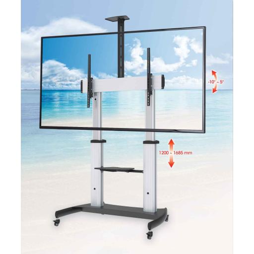 Soporte de TV tipo carro multimedia de altura ajustable Manhattan.