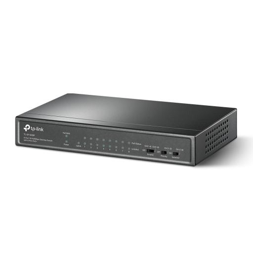 TPLINK Switch PoE no Administrable de escritorio 9 puertos 10/100 Mbps, 8 puertos PoE, 65 W