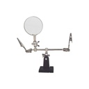 Epcom Soporte con lupa y dos brazos con clip. Ideal para trabajos de soldadura.
