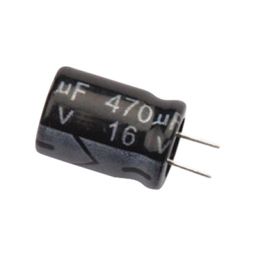 Syscom Capacitor Electrolítico de Aluminio, Radial de 470 µFd, 16 Vcc, 105 °C, 8.0 x 11 mm.