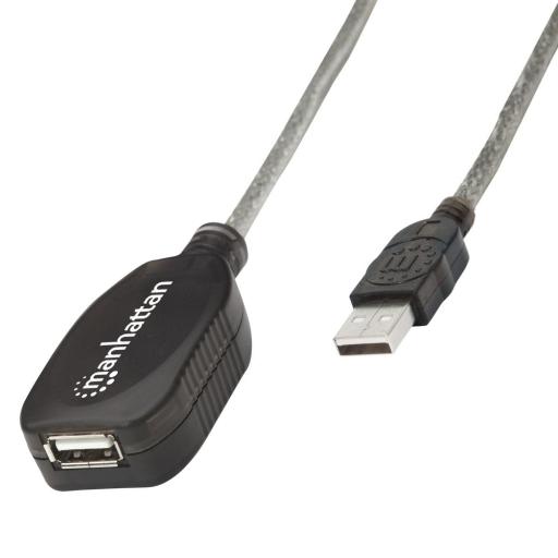 Cable Extensión Activa USB Manhattan Plata 5 M.