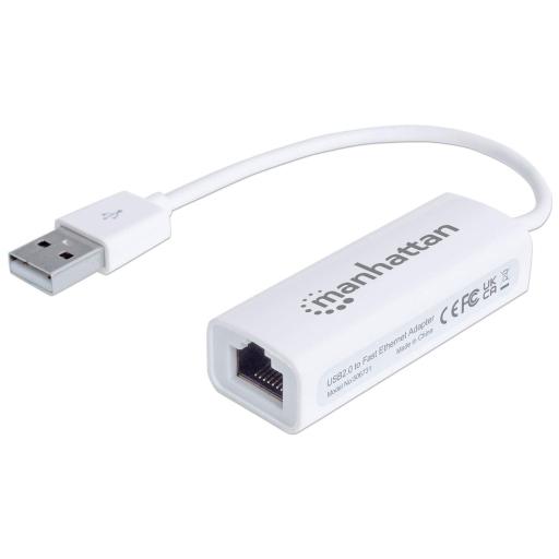 [MANHATTAN_506731] Adaptador Fast Ethernet USB de Alta Velocidad 2.0 Manhattan Blanco.