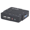 Switch KVM Compacto de 2 Puertos Manhattan Negro.