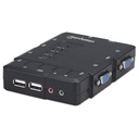 Switch KVM Compacto de 4 Puertos Manhattan Negro.