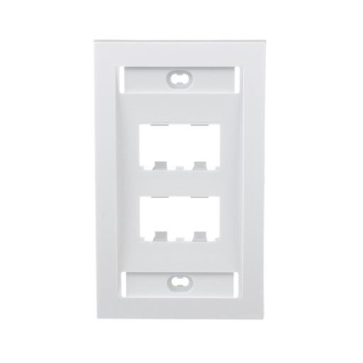 Panduit Placa de Pared Vertical Ejecutiva, Salida Para 4 Puertos Mini-Com, Con Espacios Para Etiquetas, Color Blanco