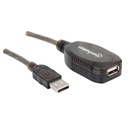 Cable de Extensión Activa USB Manhattan Negro 10 Metros.