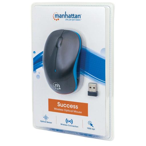 Ratón óptico inalámbrico Manhattan Negro/Azul.