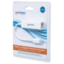 Adaptador de USB Tipo C a Red Gigabit Manhattan Blanco.